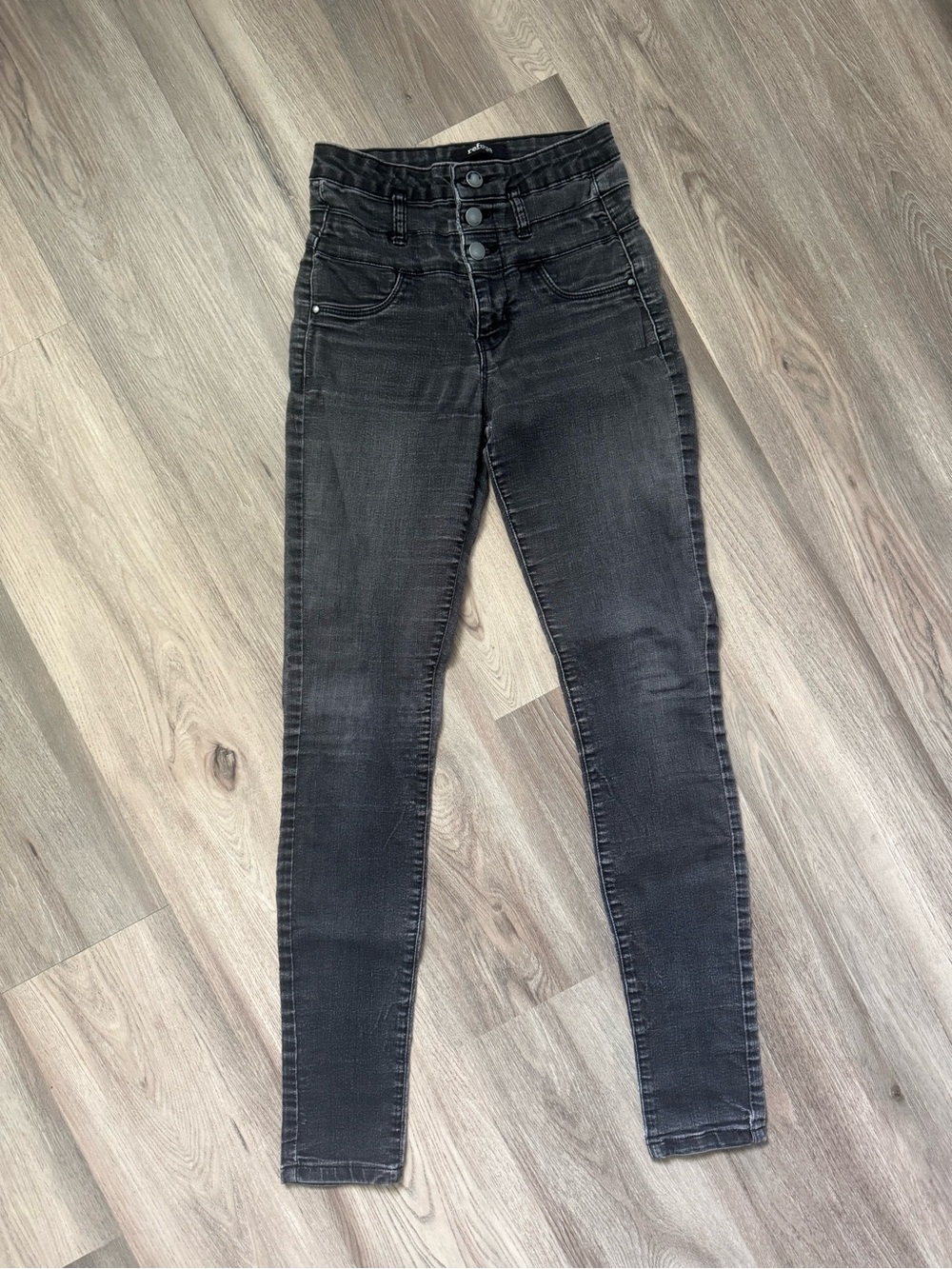 Refuge Black High Rise Skinny Jeans Button Fly Size 2